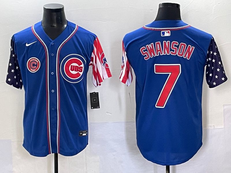 Men 2025 Chicago Cubs #7 Swanson Blue a generation of national flags Joint Name Nike MLB Jersey style 46